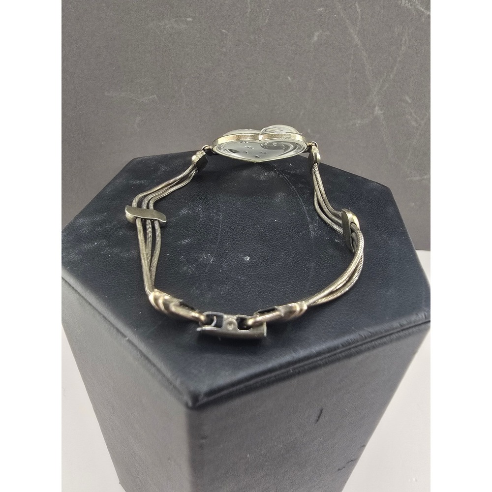Lenox Bracelet Sterling Silver Heart Footprints Sand Snake Chain RARE 7in - Picture 16 of 16